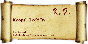Kropf Irén névjegykártya